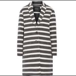 MAJE “Goelette” off-white and grey striped coat